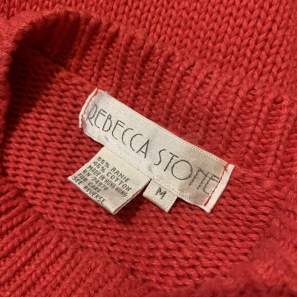 Rebecca Stone. Sz Medium (Oversized). Cotton/Ramie Embellished Sweater. B78. - Picture 5 of 5